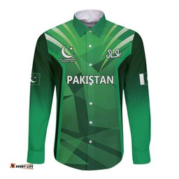 Pakistan Cricket Custom Long Sleeve Button Shirt The Green Shirts with Sporty Pattern LT9