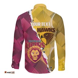 Personalised Hawks and Lions Inspired Long Sleeve Button Shirt Dynamic Style LT14