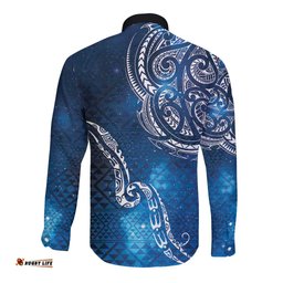 Matariki Galaxy Long Sleeve Button Shirt New Zealand Map Maori Pattern LT9