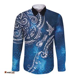 Matariki Galaxy Long Sleeve Button Shirt New Zealand Map Maori Pattern LT9