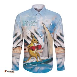 Personalised Australia Sailing Long Sleeve Button Shirt Life Is Better On A Boat LT14