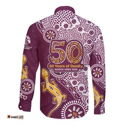 Manly Warringah Sea Eagles NAIDOC Week 2026 Long Sleeve Button Shirt Aboriginal Lizard Dot Painting - 50 Years of Deadly TS04