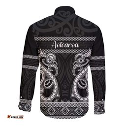 Kia Ora New Zealand Long Sleeve Button Shirt Maori Language Week Pango Taniko Motif LT14