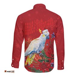 Merry Cocka-mas Long Sleeve Button Shirt Australia Christmas Red Art LT9