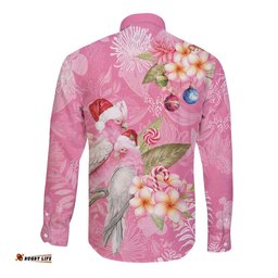 Joyful Pink Cockatoo Long Sleeve Button Shirt Australia Christmas Vibes LT9