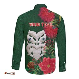 Maori Wheku Meri Kirihimete Personalised Long Sleeve Button Shirt All Green Indigenous Maori Motif LT9