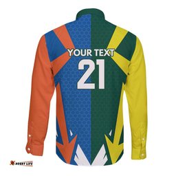 India vs Australia Custom Long Sleeve Button Shirt Blue vs Gold Cricket Heritage LT9