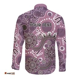 Personalised NAIDOC Week 50 Years Deadly Always Long Sleeve Button Shirt Pink Aboriginal Artwork Dot Painting LT9