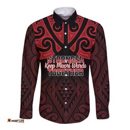 Personalised Keep Maori Wards New Zealand Long Sleeve Button Shirt Stronger Together Aotearoa Taniko LT14