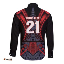 Custom New Zealand Long Sleeve Button Shirt Maori Kiwiana Pattern Tukutuku Motif LT9