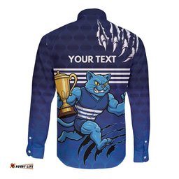Personalised Geelong Pride Long Sleeve Button Shirt Claws Out for Glory LT9