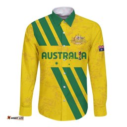 Custom Soccer 2026 Australia Long Sleeve Button Shirt Socceroos Go Glory LT01