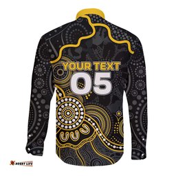 Custom Richmond Football Long Sleeve Button Shirt Aboriginal Dot Art Pattern DT05