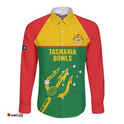 Custom Tasmania Bowls Australia Long Sleeve Button Shirt Go Tasmanian Tridents LT14