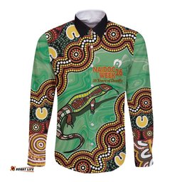 Personalised Australia Goanna NAIDOC Week 2026 Long Sleeve Button Shirt 50 Years of Deadly Aboriginal Art LT14