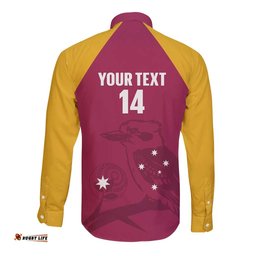 Custom Queensland Bowls Australia Long Sleeve Button Shirt Go Champions QLD Kookaburra LT14