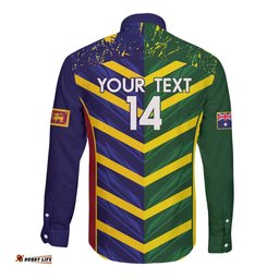 Custom Sri Lanka And Australia Cricket Long Sleeve Button Shirt 2025 The Lions Baggy Greens Together LT14