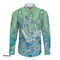 NAIDOC Week - 50 Years Deadly Torres Strait Long Sleeve Button Shirt Pastel Waves LT7
