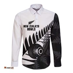 New Zealand Lawn Bowls Custom Long Sleeve Button Shirt Aotearoa Silver Fern LT14