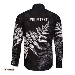 New Zealand Lawn Bowls Personalized Long Sleeve Button Shirt Wrap-Around Silver Fern LT7