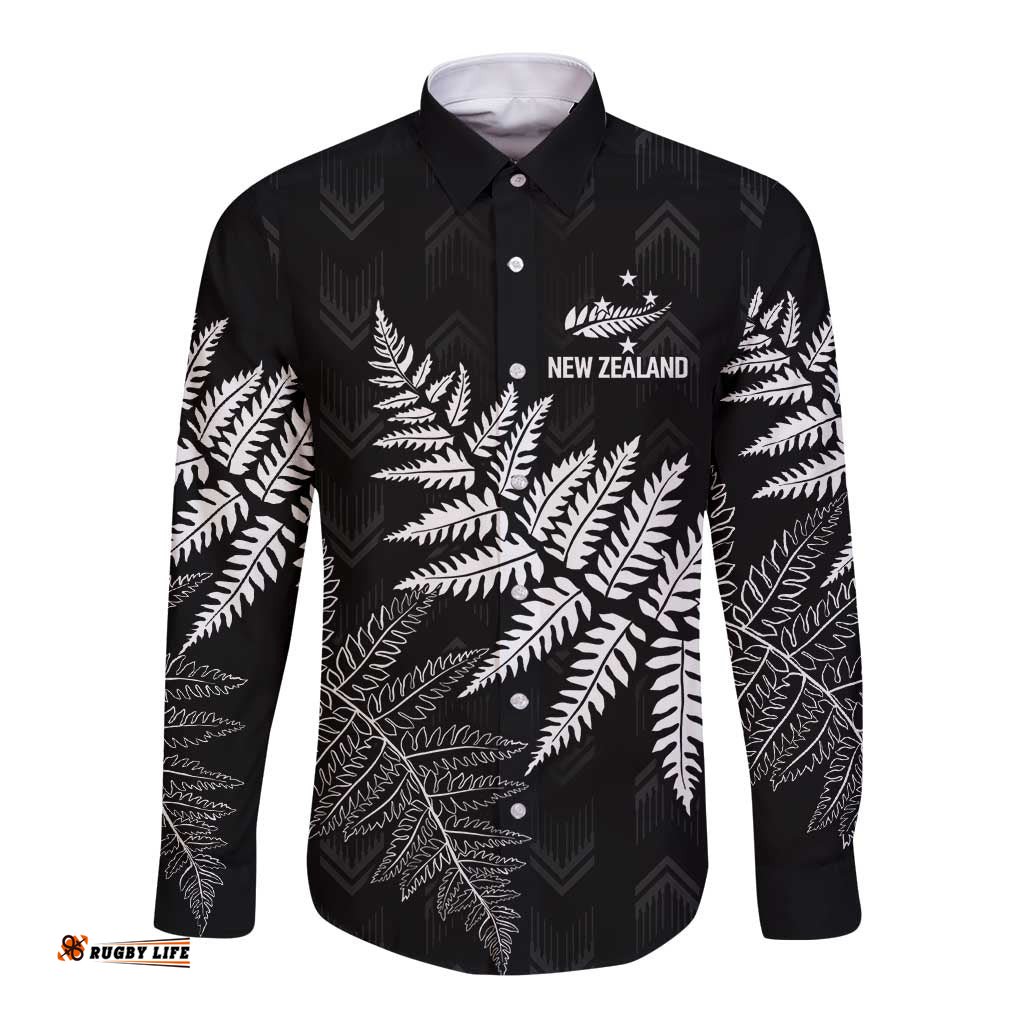 New Zealand Lawn Bowls Personalized Long Sleeve Button Shirt Wrap-Around Silver Fern LT7