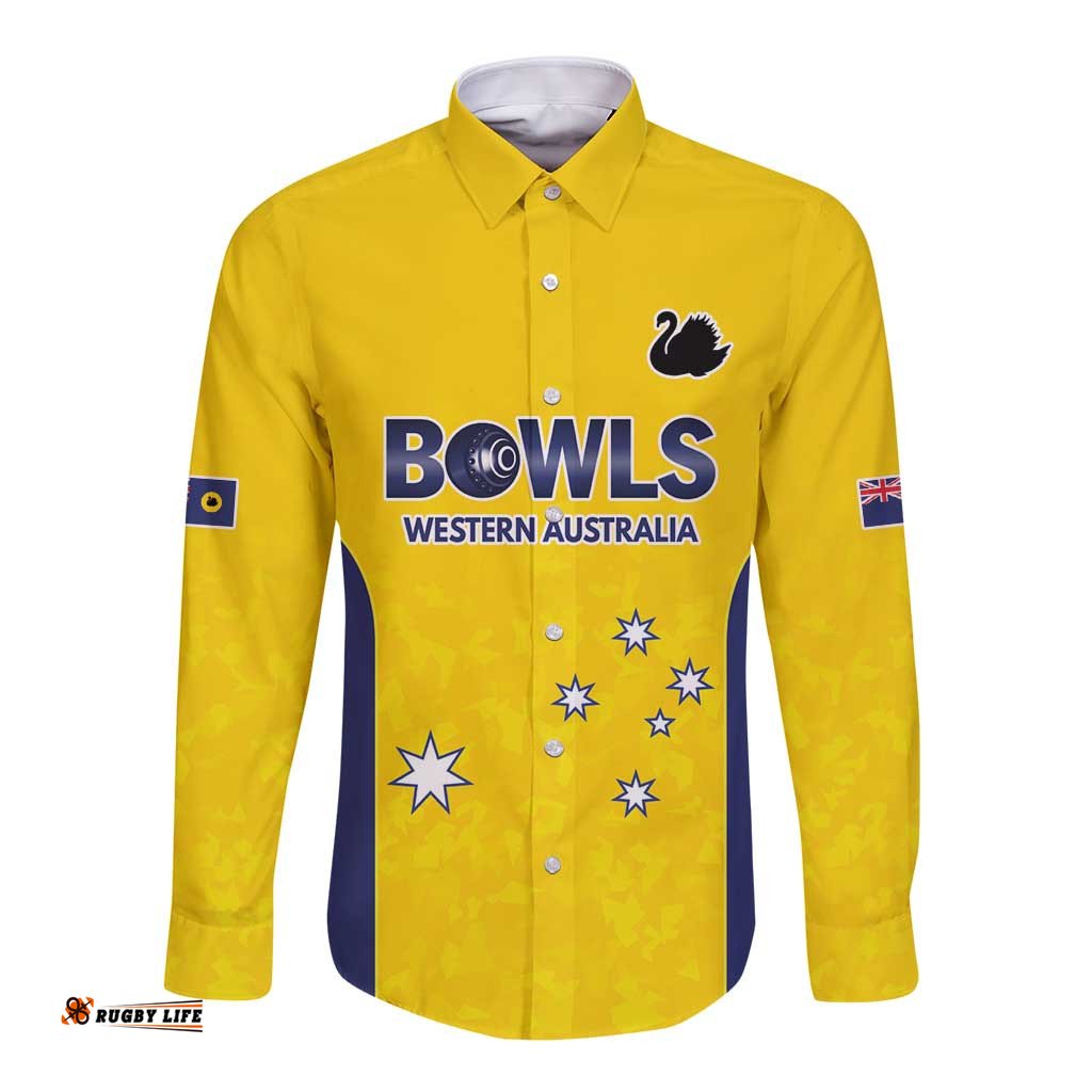 Western Australia Lawn Bowls Custom Long Sleeve Button Shirt Aussie Minimalist Style LT9