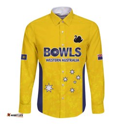 Western Australia Lawn Bowls Custom Long Sleeve Button Shirt Aussie Minimalist Style LT9