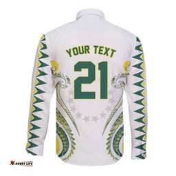 Custom Rugby Cook Islands Avaiki Long Sleeve Button Shirt White Kuki Airani Tribal Maori Inspired LT9