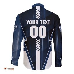 Personalized Geelong Cats Long Sleeve Button Shirt Modern Geometric Sports Graphic Style TS04
