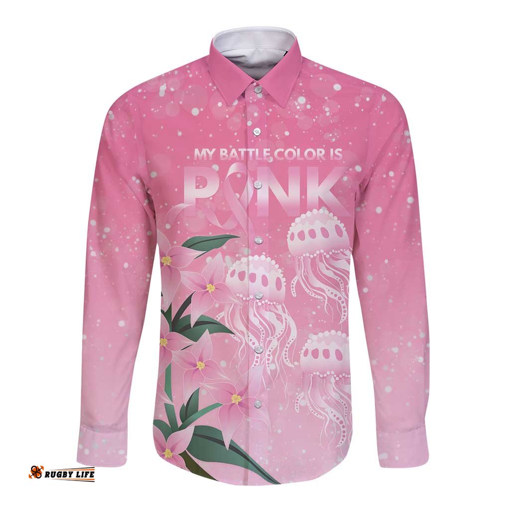 Personalised Pink Boronia of Hope Long Sleeve Button Shirt Australias Fight Against Breast Cancer LT9