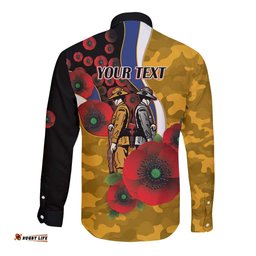 West Eagles ANZAC Personalised Long Sleeve Button Shirt Lest We Forget Poppy Camo LT9
