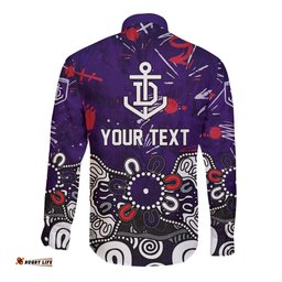Personalized Fremantle Dockers Long Sleeve Button Shirt Aboriginal Dot Painting Graffiti Style TS04
