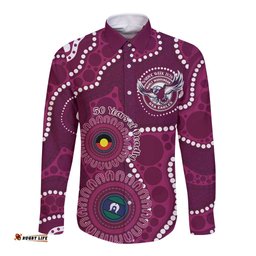 Sea Eagles NAIDOC Week 2026 Personalised Long Sleeve Button Shirt 50 Years of Deadly Aboriginal Art LT14