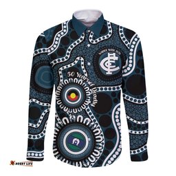 Carlton NAIDOC Week 2026 Personalised Long Sleeve Button Shirt 50 Years of Deadly Aboriginal Art LT14