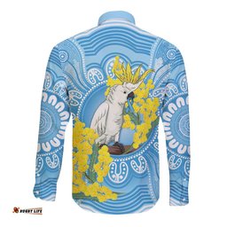 World Diabetes Day Australia Long Sleeve Button Shirt Yellow-crested Cockatoo Golden Wattle Aboriginal LT14
