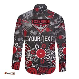 Personalized Essendon Bombers Long Sleeve Button Shirt Aboriginal Dot Painting Graffiti Style TS04