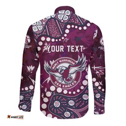 Personalized Manly Warringah Sea Eagles Long Sleeve Button Shirt Aboriginal Pattern with Graffiti Style Design TS04