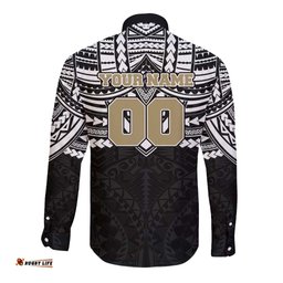 Personalized Collingwood Magpies Long Sleeve Button Shirt Polynesian Tribal Pattern Heritage Football TS04
