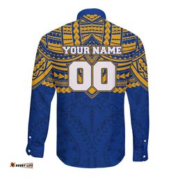 Personalized West Coast Eagles Long Sleeve Button Shirt Polynesian Tribal Pattern Heritage Football TS04