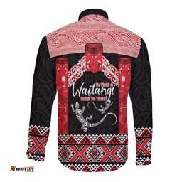 Toitu Te Tiriti O Waitangi Long Sleeve Button Shirt Maori Wharenui With Taniko Motifs LT14