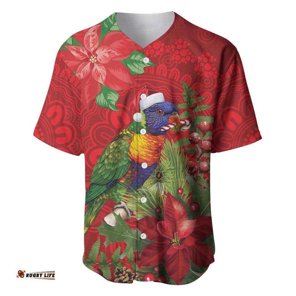 Aussie Rainbow lorikeet Baseball Jersey Aboriginal Inspired Christmas LT9