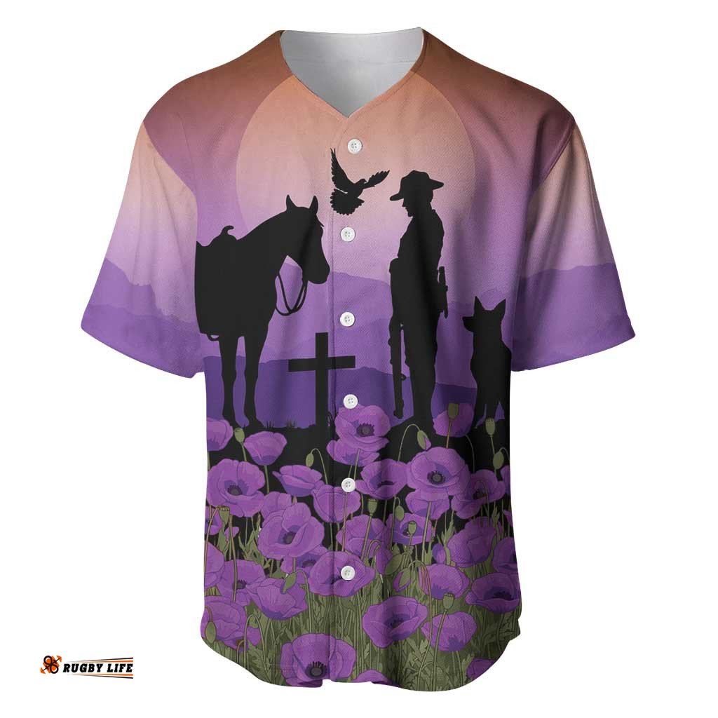 Australia ANZAC Animal Heroes Baseball Jersey Purple Poppies LT7