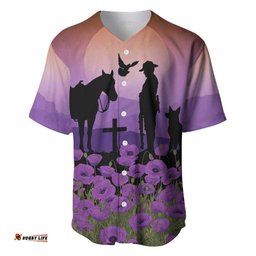 Australia ANZAC Animal Heroes Baseball Jersey Purple Poppies LT7