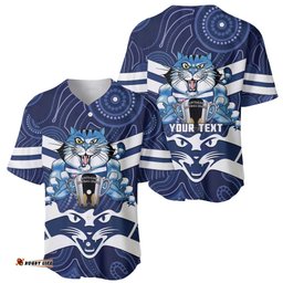AFL Cats Football Personalised Baseball Jersey Final Geelong Premiers Trophy Aboriginal LT14