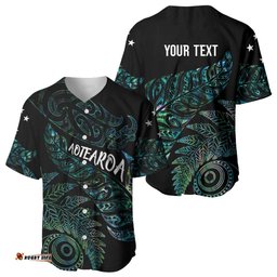 Aotearoa Personalized Lawn Bowls Maori Baseball Jersey New Zealand Paua Shell Tribal Silver Fern LT7