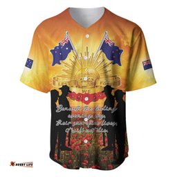 ANZAC Day Baseball Jersey Remembrance Tribute Soldiers And Poppy Field LT05