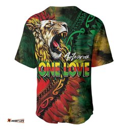 Aotearoa One Love Baseball Jersey Reggae Lion with Kakahu Huruhuru LT03