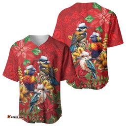 Aussie Native Bird Baseball Jersey Aboriginal Inspired Christmas LT9