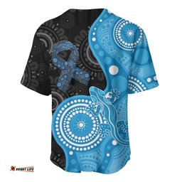 Australia Autism Awareness Month Baseball Jersey Indigenous Lizard With Blue Ribbon LT14
