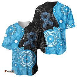 Australia Autism Awareness Month Baseball Jersey Indigenous Lizard With Blue Ribbon LT14